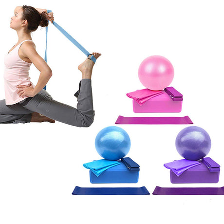 5 Pcs Yoga Pliates Set Workout Kit Professional Exercise Essentials - Blue
