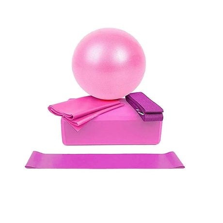 5 Pcs Yoga Pliates Set Workout Kit Professional Exercise Essentials - Purple