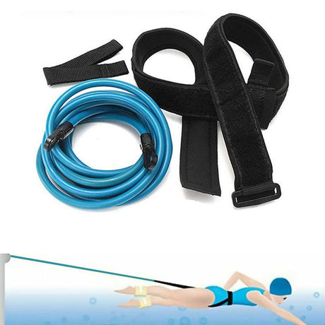 Elastic Swimming Training Band Set Adjustable Pool Swim Training Tether Swim Resistance Band Training Belt Yellow