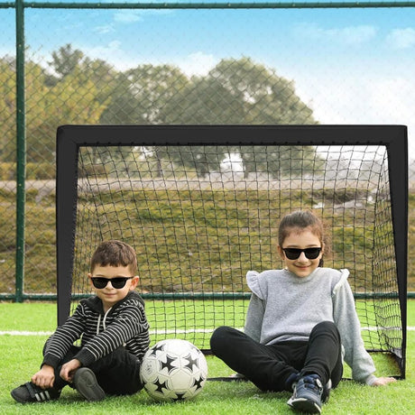 Portable Soccer Goal Net Quick Set-up Training Equipment for Backyard Soccer Black