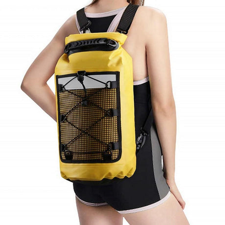 Roll-Top Backpack Dry Bag with Handle for Fishing Boating and Camping Yellow - S