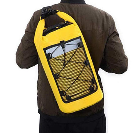 Roll-Top Backpack Dry Bag with Handle for Fishing Boating and Camping Yellow - S