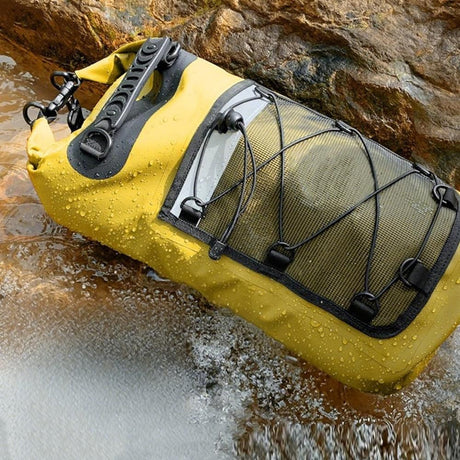 Roll-Top Backpack Dry Bag with Handle for Fishing Boating and Camping Yellow - M