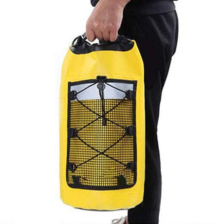 Roll-Top Backpack Dry Bag with Handle for Fishing Boating and Camping Yellow - M