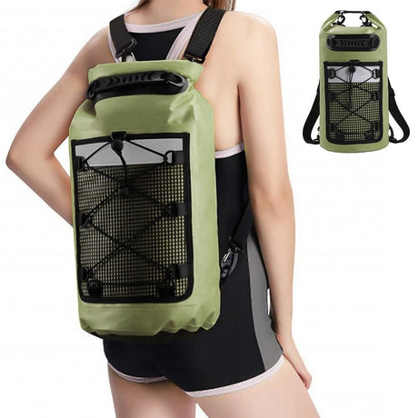 Roll-Top Backpack Dry Bag with Handle for Fishing Boating and Camping Yellow - M