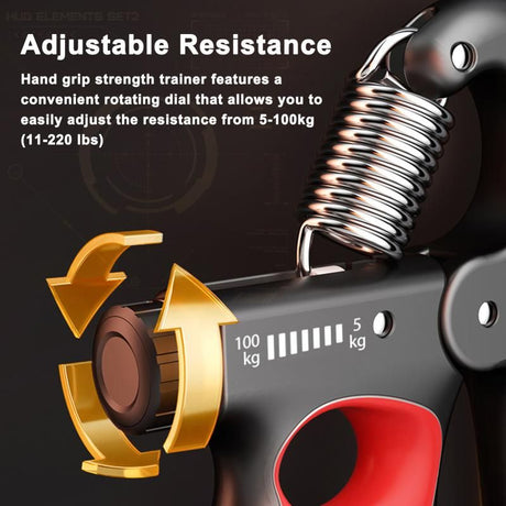 Adjustable electronic counting hand gripper hand strength training hand gripper 5-100KG adjustable gray red [mechanical counter]