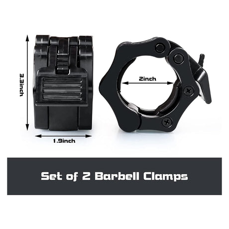 Barbell Clamps Black 2 Inch Quick Release Weight Bar Collars 1 Pair