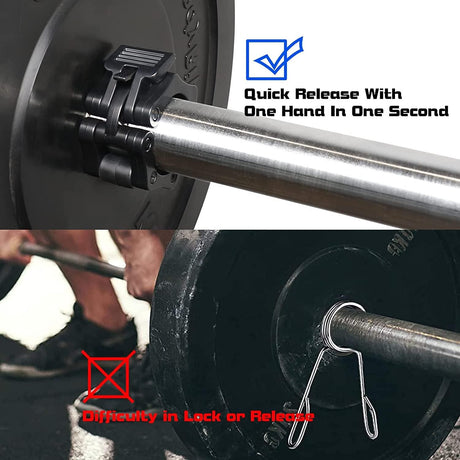 Barbell Clamps Black 2 Inch Quick Release Weight Bar Collars 1 Pair