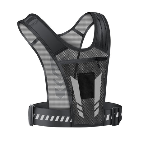 Reflective Running Vest One Size Mesh Lightweight Adjustable Breathable with Phone Pocket 1pc