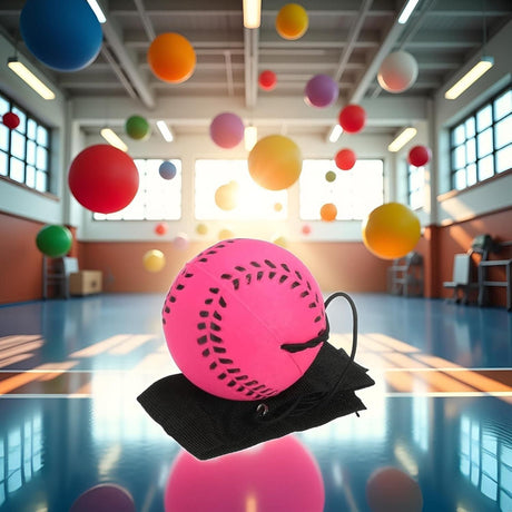 Rubber Wrist Elastic Ball Rope Swing Return Ball Exercise Reaction Rebound Ball Rose Red 1pc