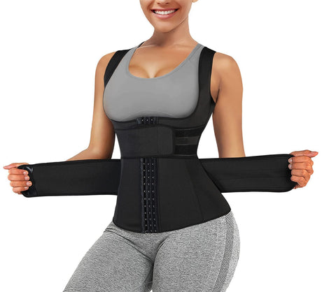 Waist Trainer Vest For Women Corset Trimmer Belt Slimming Body Shaper Tummy Control Cincher - L