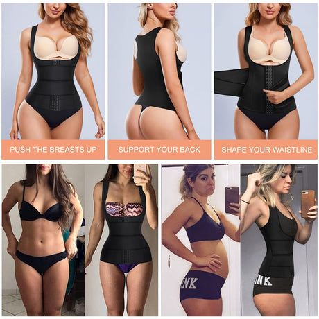 Waist Trainer Vest For Women Corset Trimmer Belt Slimming Body Shaper Tummy Control Cincher - L