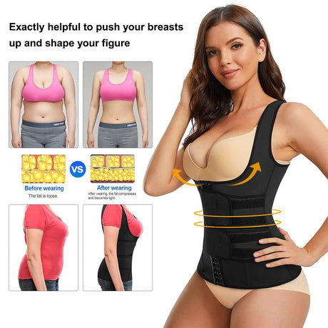 Waist Trainer Vest For Women Corset Trimmer Belt Slimming Body Shaper Tummy Control Cincher - 2XL