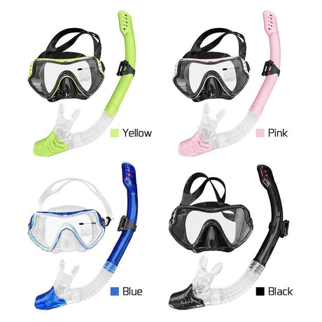 Snorkeling Set Wide View Diving Mask Dry Top Snorkel Set Big Frame Wateght And Anti-Fog Lens