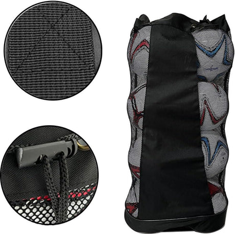 1pc Ball Storage Bag Black L Mesh Net Bag for Basketball Football Volleyball