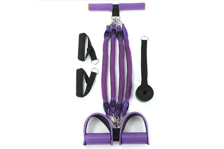 4 Tubes 4-in-1 Resistance Band Pedal Puller for Sit-Up Home Gym Yoga Pilates