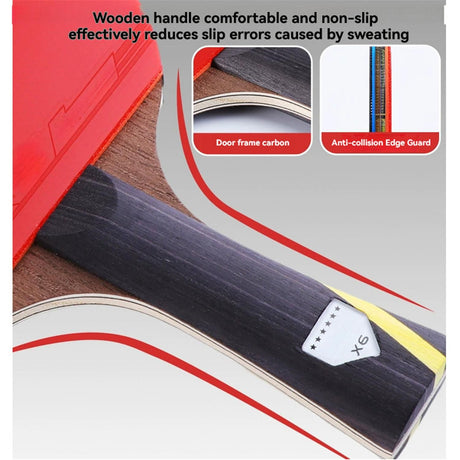 Table Tennis Racket Set 6-Star Carbon with 2 Paddles and Covers