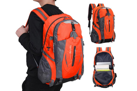 Water-resistant Hiking Backpack Travel Camping Nylon Outdoor Bag for Men and Women -Orange