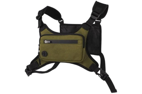 Water Resistant Running Vest Chest Pack Phone Holder for Running Lightweight Training Pack with Reflective Detail - Green