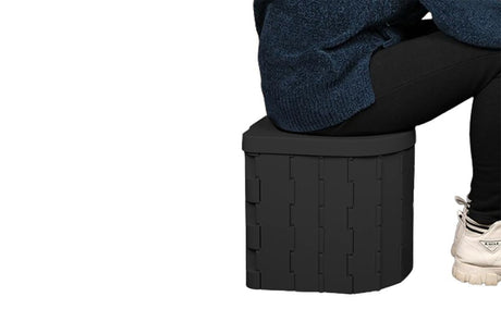 Portable Camping Toilet Folding Toilet for Adults with Lid -Black