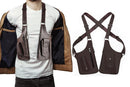 Outdoor Double Shoulder Armpit Bag with Multiple Pockets - Brown