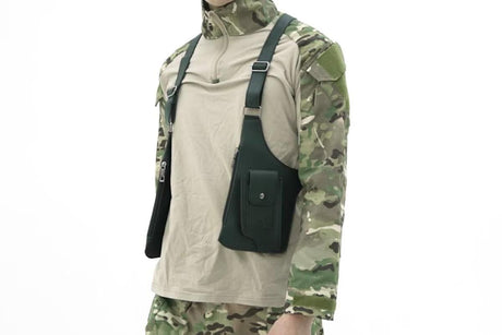 Outdoor Double Shoulder Armpit Bag with Multiple Pockets - Black