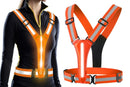 LED Reflective Vest Running Gear USB Rechargeable LED Light Up Vest High Visibility with Adjustable Waist and Shoulde for Night Walking Cycling, High Visibility Running Vest with Reflective Strips -Green