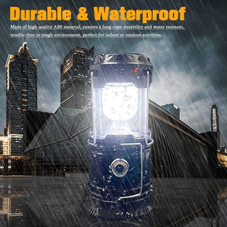 2 Pack Foldable Camping Lights, Solar USB Rechargeable Waterproof Portable Emergency Lights Black