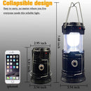 2 Pack Foldable Camping Lights, Solar USB Rechargeable Waterproof Portable Emergency Lights Black