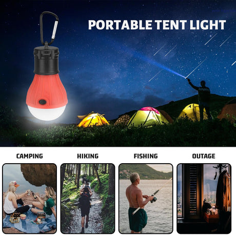 4pcs Portable LED Camping Tent Light Clip Hook Battery Powered Emergency Lamp for Hiking Fishing