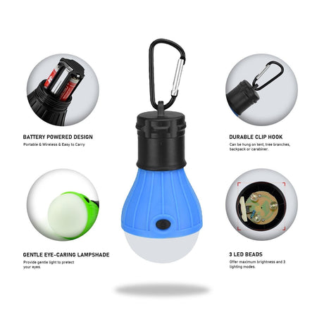 4pcs Portable LED Camping Tent Light Clip Hook Battery Powered Emergency Lamp for Hiking Fishing