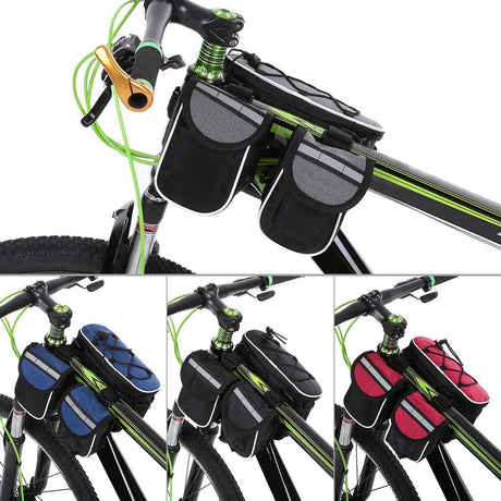 Detachable Bicycle Front Frame Tube Crossbody Storage Bag Black