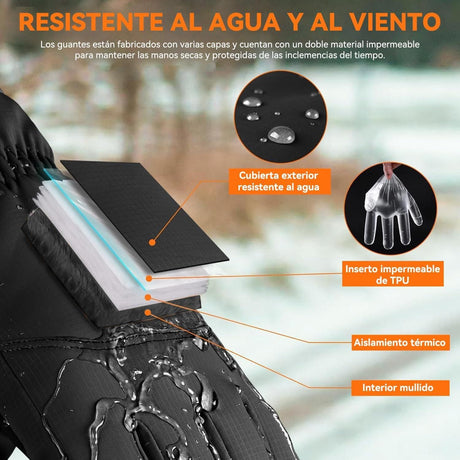 Ski Gloves Waterproof Touchscreen Winter Thermal Gloves Men Black XL