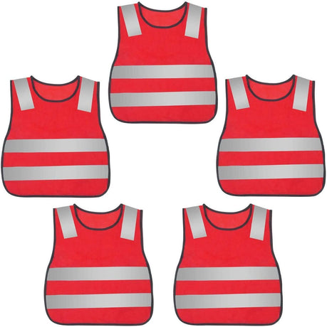 Kids Safety Vest Reflective High Visibility Vest Breathable Traffic Vest Costume Construction Vest Elastic Strap Safety Vest Neon Yellow Purpose for Running Cycling Jogging 5PCS - Yellow