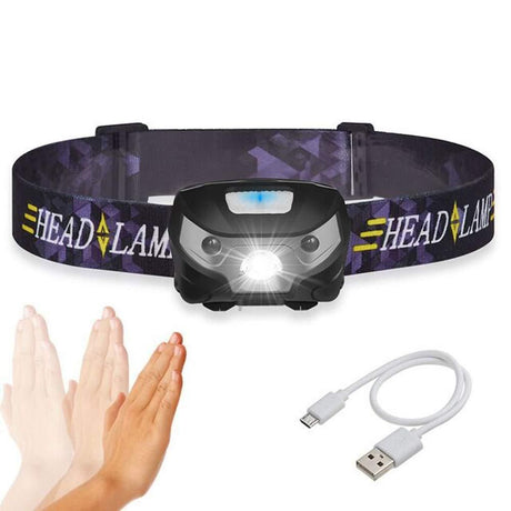 Headlamp Flashlight USB Rechargeable 1200 mAh Super Bright White LED Waterproof Bright Flashlight for Outdoors (2 Pack)