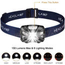 Headlamp Flashlight USB Rechargeable 1200 mAh Super Bright White LED Waterproof Bright Flashlight for Outdoors (2 Pack)
