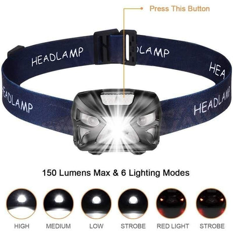 Headlamp Flashlight USB Rechargeable 1200 mAh Super Bright White LED Waterproof Bright Flashlight for Outdoors (2 Pack)