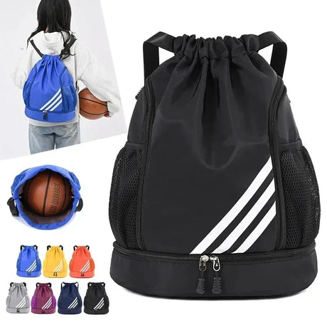 Large Capacity Sports Drawstring Backpack, Multifunctional Outdoor Training Gym Bag for Basketball Football Swimming Travel