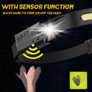 LED Headlamp Rechargeable Headlamp with Motion Sensor 4 Modes Outdoor Waterproof Flashlight for Camping, Hiking, Fishing
