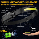 LED Headlamp Rechargeable Headlamp with Motion Sensor 4 Modes Outdoor Waterproof Flashlight for Camping, Hiking, Fishing