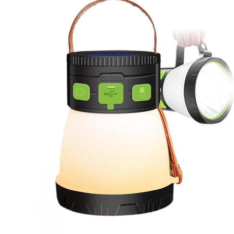 LED Solar Camping Light, 1500 Lumen Portable Flashlight, USB Rechargeable with 7 Lighting Modes & 7500mAh Battery, Outdoor Travel Camping Lantern