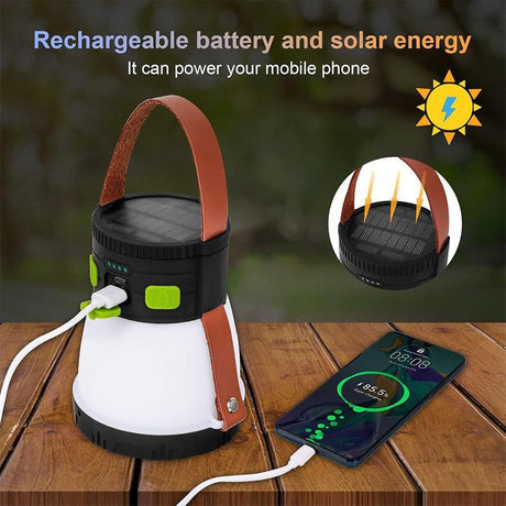 LED Solar Camping Light, 1500 Lumen Portable Flashlight, USB Rechargeable with 7 Lighting Modes & 7500mAh Battery, Outdoor Travel Camping Lantern