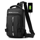 Men's Shoulder Bag with USB Charging Port Travel Backpack Messenger Bag Chest Bag Suitable for Outdoor Travel, Camping