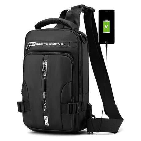 Men's Shoulder Bag with USB Charging Port Travel Backpack Messenger Bag Chest Bag Suitable for Outdoor Travel, Camping