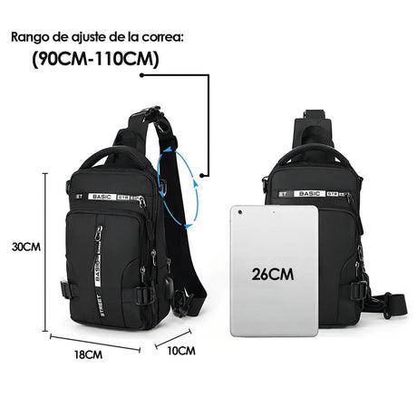 Men's Shoulder Bag with USB Charging Port Travel Backpack Messenger Bag Chest Bag Suitable for Outdoor Travel, Camping