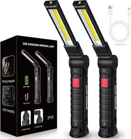 Rechargeable LED Work Light, Dual Color Combo Light 2 in 1 Inspection Light and 3W COB LED Torch Lam