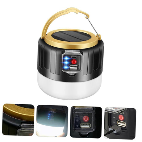 Solar Flashlight - USB Rechargeable LED Camping Light, Foldable Portable Phone Charging for Outdoor Travel