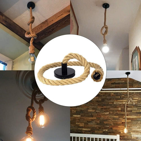 Vintage industrial style pendant lamp, loft lamp, hemp rope single head pendant lamp, for cafes, living room