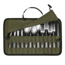 Outdoor Camping Cutlery Storage Bag Portable Roll Up Pouch Bag Cutlery St