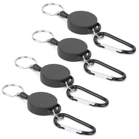 4pcs Telescopic Keychain Anti Theft Creative Retractable Key Ring Nylon Rope